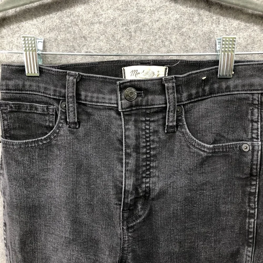 Madewell 10'' High Rise Skinny‎ Jean Womens 26 Black Charcoal Wash Stretch